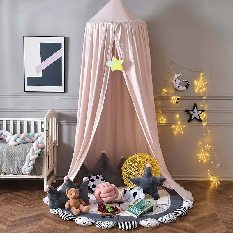 ciel de lit bébé rose poudre