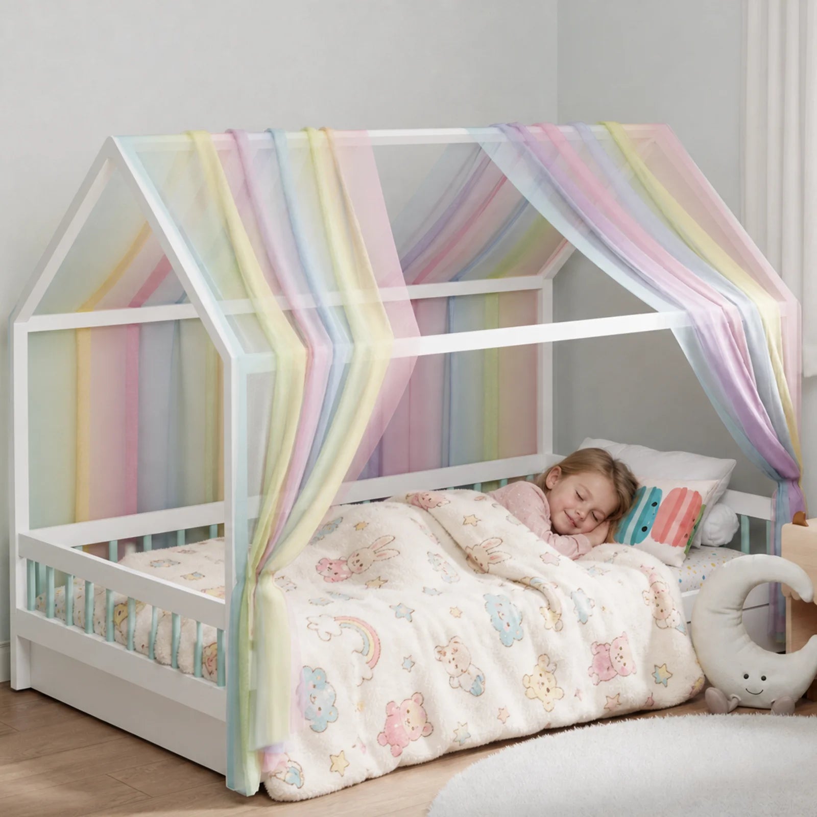 ciel de lit cabane arc en ciel enfant
