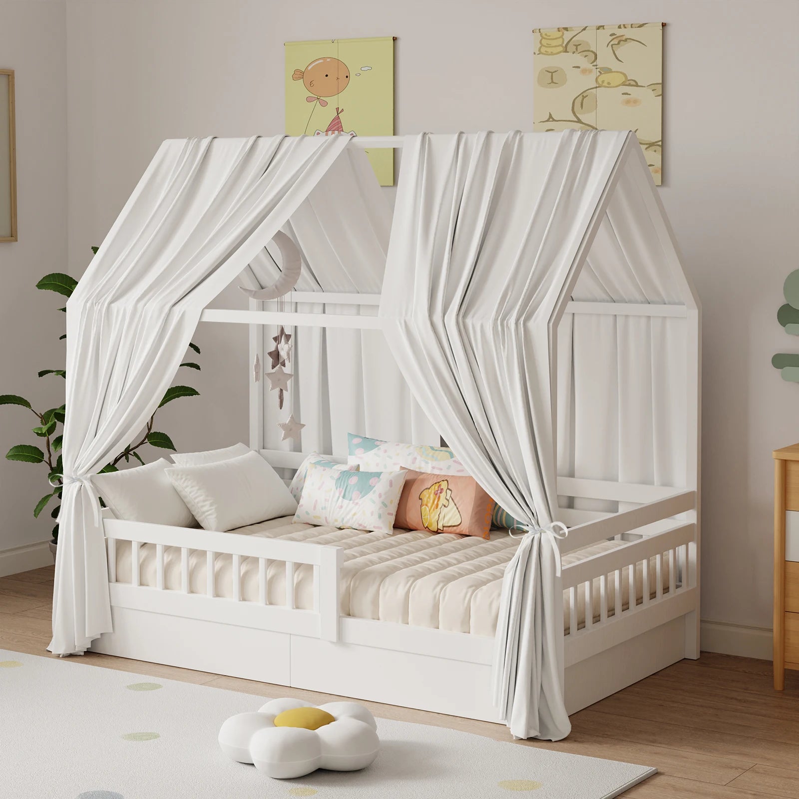 ciel de lit cabane blanc 