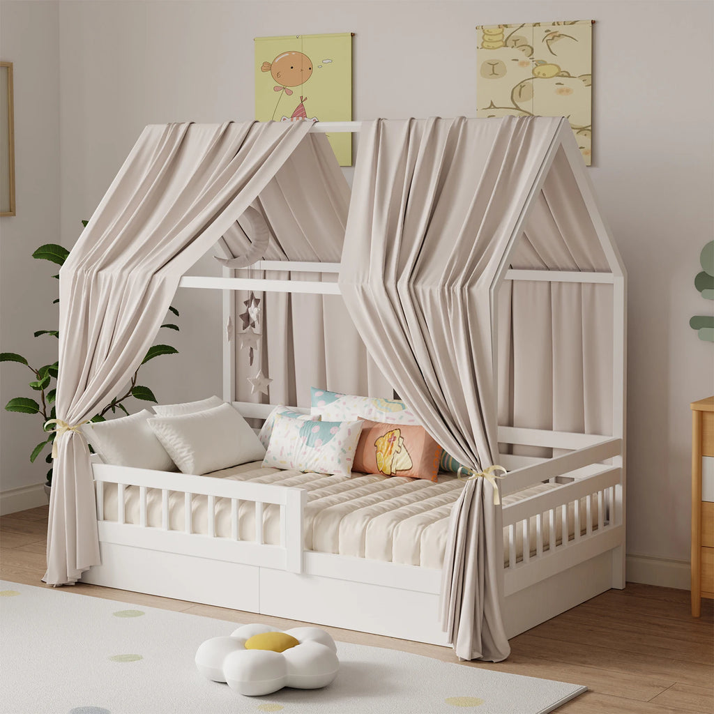 ciel de lit cabane marron camel