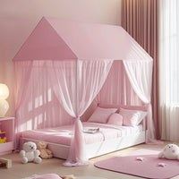 ciel de lit cabane princesse rose