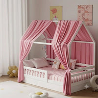 ciel de lit cabane rose 