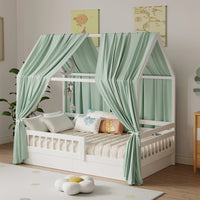 ciel de lit cabane vert 