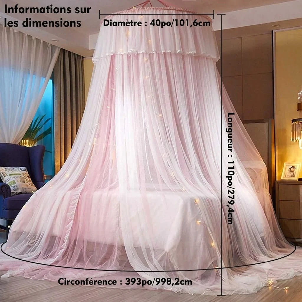 ciel de lit princesse à dôme rond dimensions